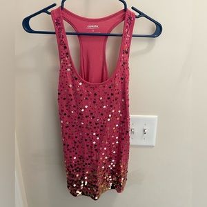 Womens Express Hot Pink Tank Gold Sequins XS